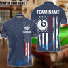 BlueJose Billiards Ball 8 USA Flag with Vertical Cues Customized Name, Team Name 3D Shirt