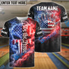 BlueJose Bowling We The People USA Fire Smoke Punisher Skull Design Personalized Name, Team Name 3D Shirt