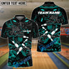 BlueJose Bowling And Pins Dragon & Samurai Customized Name 3D Shirt ( 4 Colors )