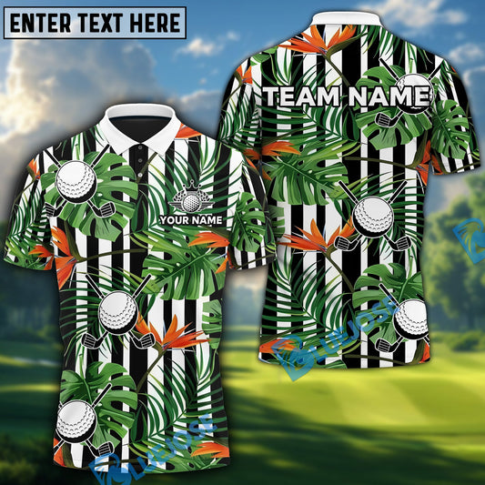 BlueJose  Tropical Palm Leaf Golf Customized Name, Team Name 3D Shirts