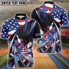 BlueJose Bowling Patriotic Stars Stripes Strike Burst Personalized Name, Team Name 3D Shirt