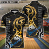 BlueJose Bowling And Pins Flame Premium Pattern Customized Name 3D Shirt (4 Colors)