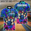 BlueJose Bowling And Pins Oldschool Graffiti Customized Name, Team Name 3D Shirt (4 Colors)