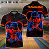 BlueJose Bowling Ball & Pins Neon Funny Customized Name, Team Name 3D Shirt (4 Colors)