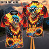 BlueJose Bowling And Pins Flaming Skull Strike Ball Fire Explosion 3D Design Customized Name, Team Name 3D Shirt (4 Colors)
