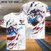 BlueJose Bowling US Flag Customized Name, Team Name 3D Shirt
