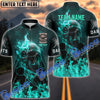 BlueJose Darts Flame Skull Master Personalized Name, Team Name Shirt (4 Colors)
