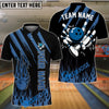 BlueJose Bowling And Pins Flames Strikes Customized Name, Team Name 3D Shirt (4 Colors)