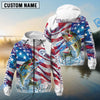 Bluejose Bass Fishing Watercolor USA Flag Custom Name & Team Name Shirts