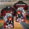 BlueJose Bowling And Pins White Tiger Red Ball Fire Splash Customized Name 3D Shirt (4 Colors)
