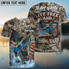 Bluejose Catfish Fishing Patriotic Camo Live Free Custom Name & Team Name 3D Shirts