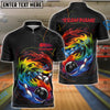 BlueJose Bowling And Pins Curved Paint Customized Name, Team Name 3D Shirt (4 Colors)