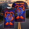 BlueJose Darts Neon Dartboard Champion Personalized Name, Team Name Shirt (4 Colors)