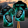 BlueJose Dartboard Blue Fire Personalized Name, Team Name Shirt