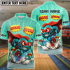 BlueJose Bowling And Pins  Super Bowling Boom Customized Name, Team Name 3D Shirt (4 Colors)