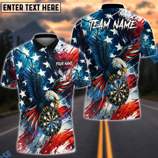 BlueJose Darts Bald Eagle Darts USA Flag Personalized Name Shirt