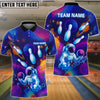 BlueJose Bowling And Pins Space Astronaut Neon Galaxy Customized Name, Team Name 3D Shirt (4 Colors)