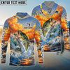 Bluejose Bass Fishing Ocean Sunset Wave Custom Name & Team Name 3D Shirts