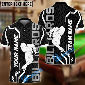 BlueJose Billiards Player Black And White Personalized Name, Team Name Unisex Shirt