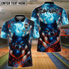 BlueJose Bowling And Pins Fire Wolf Magic Customized Name, Team Name 3D Shirt (4 Colors)