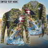 Bluejose Bass Fishing American Flag Camo Cross Skin Custom Name & Team Name 3D Shirts