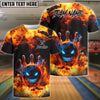 BlueJose Bowling And Pins Flaming Evil Ball Customized Name, Team Name 3D Shirt (4 Colors)