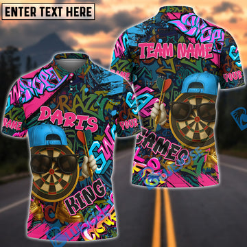 BlueJose Darts Funny Graffiti Cool Aim Crew Multicolor Options Personalized Name Shirt (4 Colors)