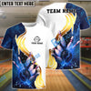 BlueJose Bowling And Pins White Golden Lightning Customized Name, Team Name 3D Shirt (4 Colors)