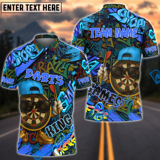 BlueJose Darts Funny Graffiti Cool Aim Crew Multicolor Options Personalized Name Shirt (4 Colors)