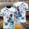 BlueJose Bowling And Pins White Grunge Customized Name 3D Shirt (4 Colors)