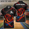 BlueJose Bowling And Pins Flood Dragon Firestorm Design Customized Name, Team Name 3D Shirt (4 Colors)