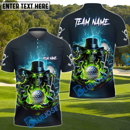 BlueJose Skull Reaper Golf Fire Customized Name, Team Name 3D Shirts (4 Colors)