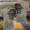 BlueJose Bowling Eagle Retro American Flag Pattern Customized Name, Team Name 3D Shirt