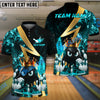 BlueJose Bowling And Pins Royal Flames Customized Name, Team Name 3D Shirt (4 Colors)