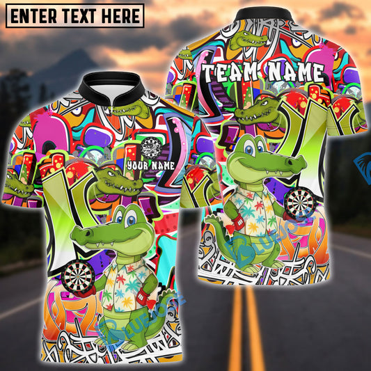 BlueJose Darts Crocodile Cartoon Personalized Name Shirt