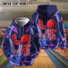 BlueJose Bowling LOVE With Pins And Ball In Neon Design Customized Name, Team Name 3D Shirt
