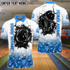 BlueJose Bowling And Pins Diamond Pattern Customized Name 3D Shirt (4 Colors)