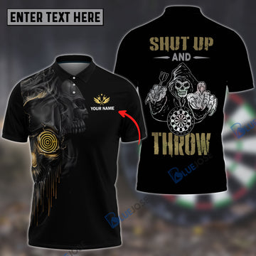 BlueJose Darts Skull Shut Up and Throw Personalized Name Shirt