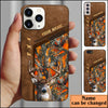 BlueJose Deer Hunting Premium Brown Pattern Personalized Name Phone Case (4 colors)