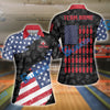 BlueJose Bowling And Pins US Flag Bowling Pattern Customized Name, Team Name 3D Shirt (Black & White)