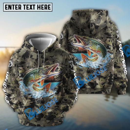 Bluejose Pike Fishing Camouflage Custom Name Shirts