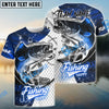 Bluejose Walleye Fishing Dark Blue Skin Sport Custom Name & Team Name 3D Shirts