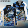 Bluejose Trout Fishing American Flag Blue Seawave Custom Name & Team Name 3D Shirts