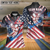 BlueJose Bowling American Flag Patriot Customized Name, Team Name 3D Shirt