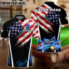 BlueJose Billiards 8-Ball USA Flag Flaming Pool Balls Graphic Customized Name, Team Name 3D Shirt (4 Colors)