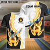 BlueJose Bowling And Pins Luxury Crown Multicolor Customized Name 3D Shirt (4 Colors)