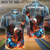 BlueJose Bowling And Pins Thunder Lightning Flame Eagle Customized Name, Team Name 3D Shirt (4 Colors)