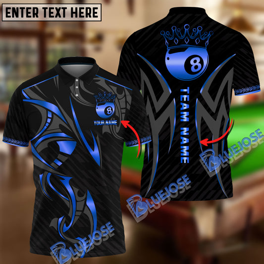 BlueJose Billiards Ball 8 Crown Personalized Name, Team Name Unisex Shirt (4 Colors)