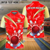 BlueJose Bowling Flaming Ball & Pins Design Customized Name, Team Name 3D Shirt (4 Colors)