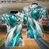 BlueJose Bowling And Pins Abstract Fluid White Customized Name, Team Name 3D Shirt (4 Colors)